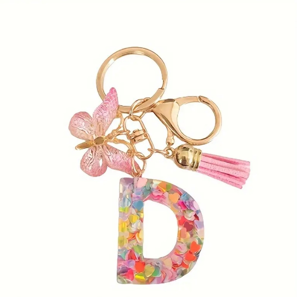 Alphabet Initial Letter Butterfly Keychain. PINK. NE…